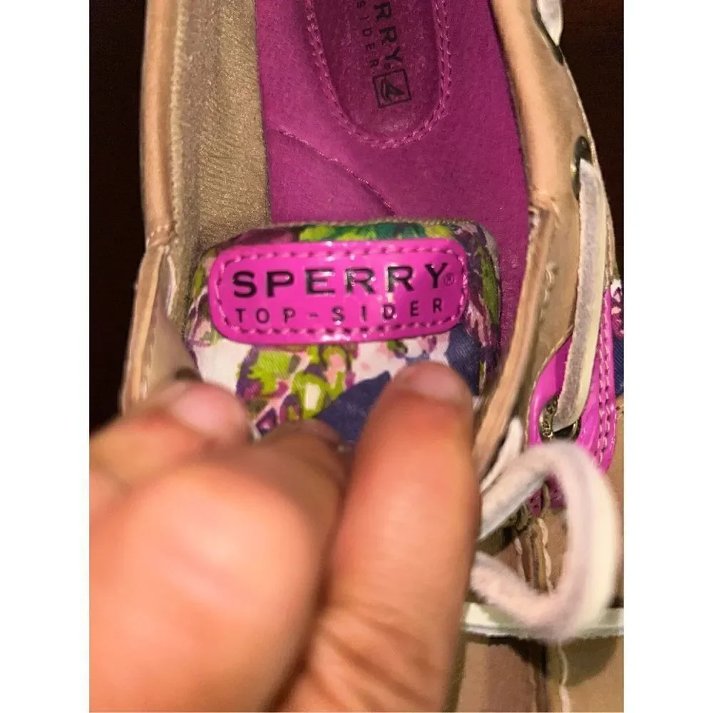 Sperry topsider bluefish leather linen rose boat shoes size 6
